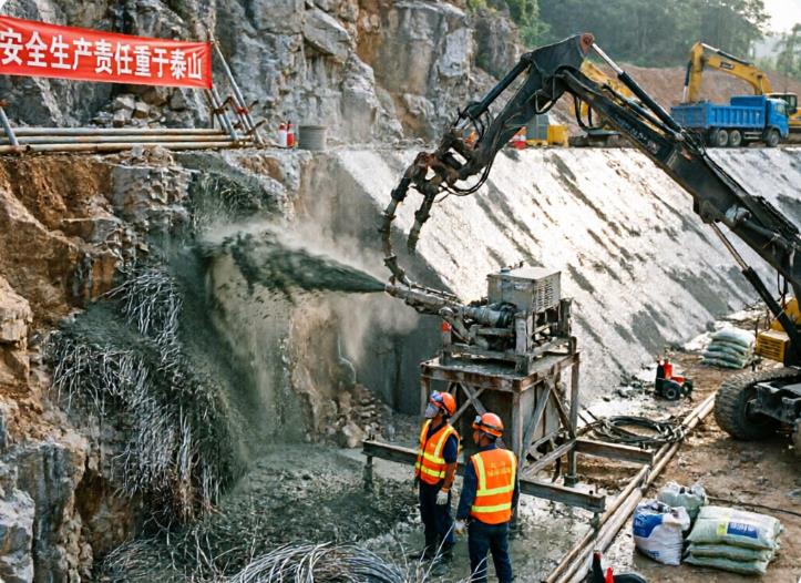 龙岗钢纤维喷锚施工